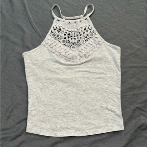 Women's Grey Lace Halter Top